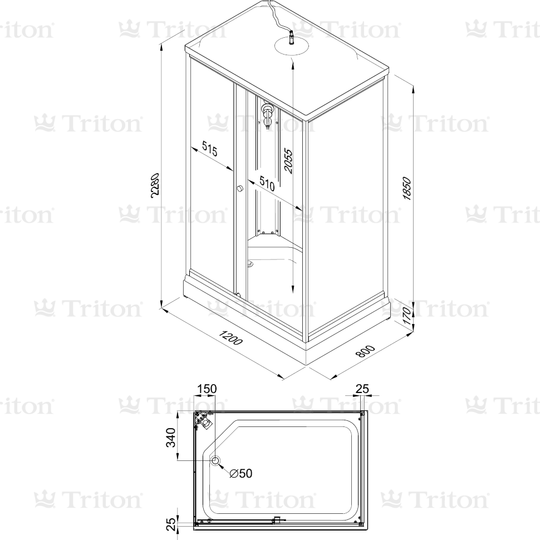 Душевая кабина тритон размеры