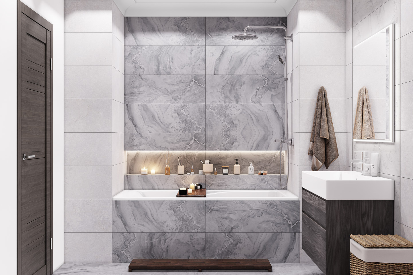 Дизайн ванной комнаты в стиле Хай-Тек - фото интерьера